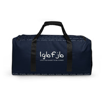 Load image into Gallery viewer, Let&#39;s Go B.... F*JB Kid Script Blue Duffle Bag
