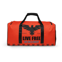 Load image into Gallery viewer, Live Free Or Die A Sheep Red Duffle Bag
