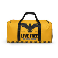 Load image into Gallery viewer, Live Free Or Die A Sheep Yellow Duffle Bag
