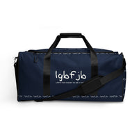 Load image into Gallery viewer, Let&#39;s Go B.... F*JB Kid Script Blue Duffle Bag
