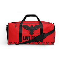 Load image into Gallery viewer, Live Free Or Die A Sheep Red Duffle Bag
