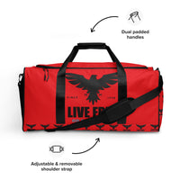 Load image into Gallery viewer, Live Free Or Die A Sheep Red Duffle Bag
