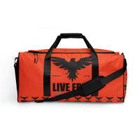 Load image into Gallery viewer, Live Free Or Die A Sheep Red Duffle Bag
