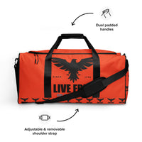 Load image into Gallery viewer, Live Free Or Die A Sheep Red Duffle Bag
