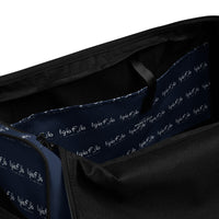Load image into Gallery viewer, Let&#39;s Go B.... F*JB Kid Script Blue Duffle Bag
