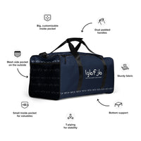 Load image into Gallery viewer, Let&#39;s Go B.... F*JB Kid Script Blue Duffle Bag
