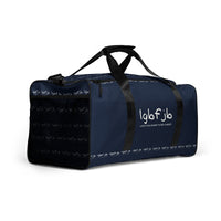 Load image into Gallery viewer, Let&#39;s Go B.... F*JB Kid Script Blue Duffle Bag
