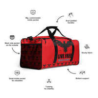 Load image into Gallery viewer, Live Free Or Die A Sheep Red Duffle Bag
