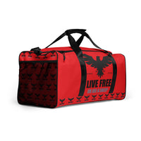 Load image into Gallery viewer, Live Free Or Die A Sheep Red Duffle Bag
