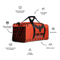 Load image into Gallery viewer, Live Free Or Die A Sheep Red Duffle Bag

