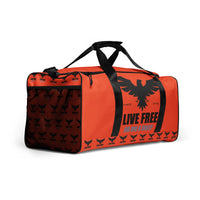 Load image into Gallery viewer, Live Free Or Die A Sheep Red Duffle Bag
