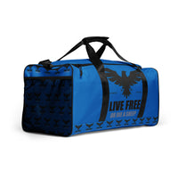 Load image into Gallery viewer, Live Free Or Die A Sheep Navy Blue Duffle Bag

