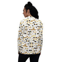 Load image into Gallery viewer, Black &amp; Gold Mardi Gras Party Unisex Bomber Jacket
