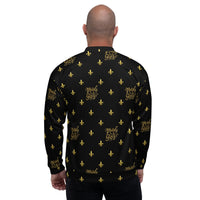 Load image into Gallery viewer, Mardi Gras Black &amp; Gold Unisex Bomber Jacket
