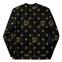 Load image into Gallery viewer, Mardi Gras Black &amp; Gold Unisex Bomber Jacket

