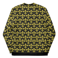 Load image into Gallery viewer, Fleur De Lis Black &amp; Gold Unisex Bomber Jacket

