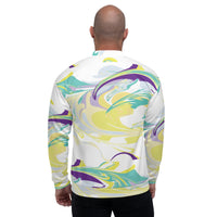 Load image into Gallery viewer, Mardi Gras Dizzy White Unisex Bomber Jacket
