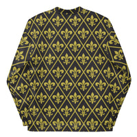 Load image into Gallery viewer, Fleur De Lis Black &amp; Gold II Unisex Bomber Jacket
