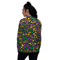 Load image into Gallery viewer, Mardi Gras Polka Party Unisex Bomber Jacket
