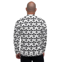 Load image into Gallery viewer, Fleur De Lis White &amp; Black Unisex Bomber Jacket
