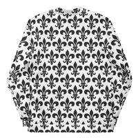 Load image into Gallery viewer, Fleur De Lis White &amp; Black Unisex Bomber Jacket

