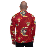 Load image into Gallery viewer, Mardi Gras Red Jester Unisex Bomber Jacket
