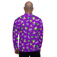 Load image into Gallery viewer, Mardi Gras Round &amp; Round Purple Unisex Bomber Jacket
