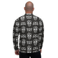 Load image into Gallery viewer, Rock+Reb£llion White Skulls Unisex Bomber Jacket
