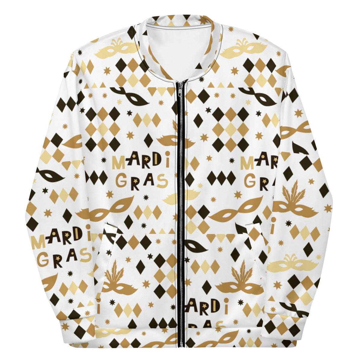 Black & Gold Mardi Gras Party Unisex Bomber Jacket