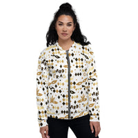 Load image into Gallery viewer, Black &amp; Gold Mardi Gras Party Unisex Bomber Jacket
