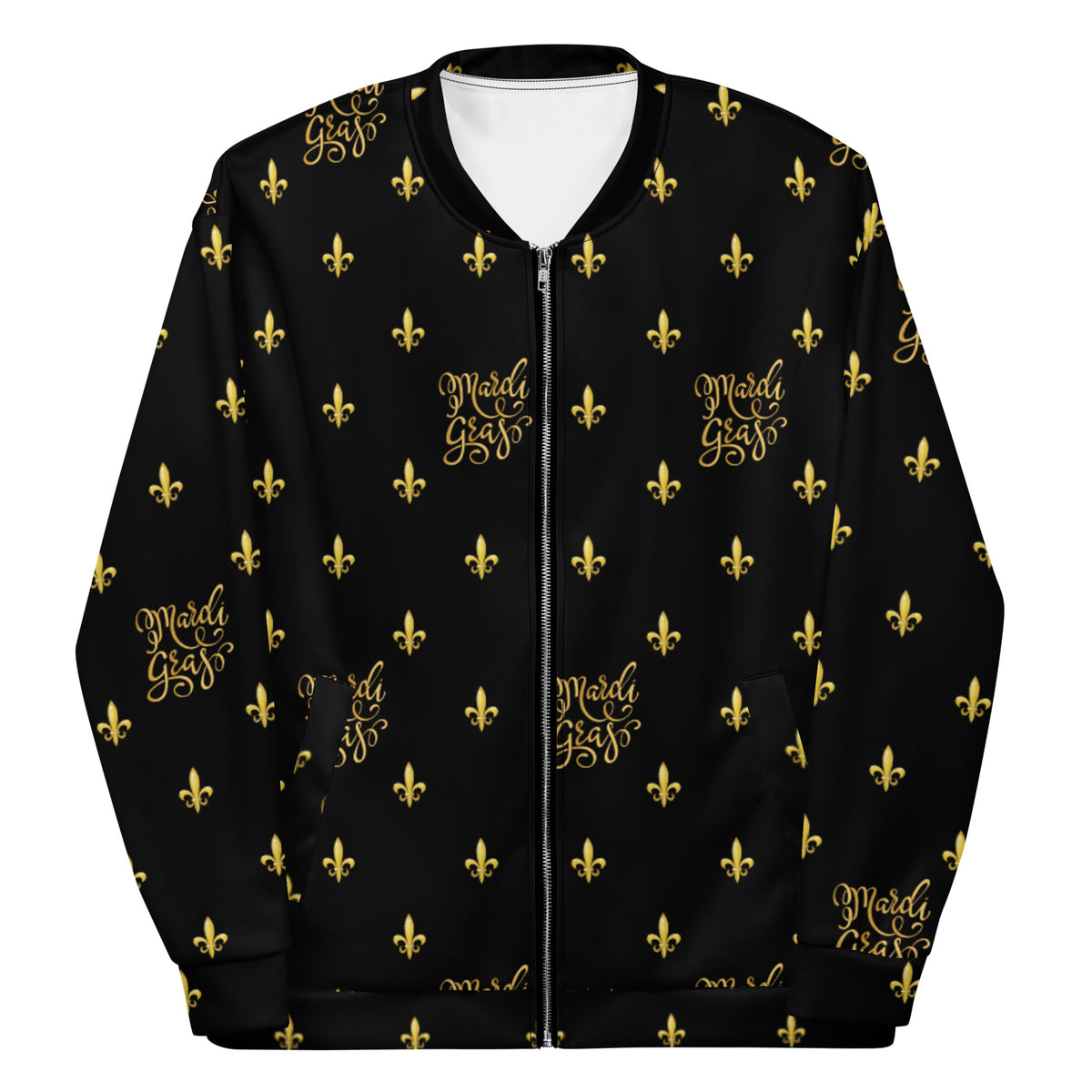 Mardi Gras Black & Gold Unisex Bomber Jacket