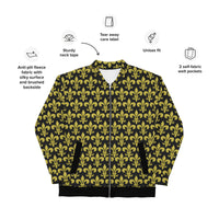 Load image into Gallery viewer, Fleur De Lis Black &amp; Gold Unisex Bomber Jacket
