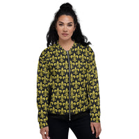 Load image into Gallery viewer, Fleur De Lis Black &amp; Gold Unisex Bomber Jacket
