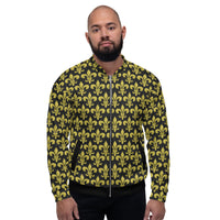 Load image into Gallery viewer, Fleur De Lis Black &amp; Gold Unisex Bomber Jacket
