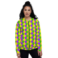 Load image into Gallery viewer, Mardi Gras Diamonds Unisex Bomber Jacket
