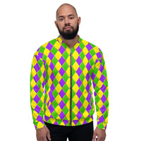 Load image into Gallery viewer, Mardi Gras Diamonds Unisex Bomber Jacket
