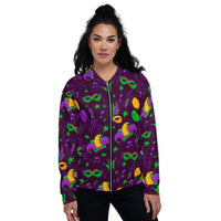 Load image into Gallery viewer, Purple Party People Unisex Bomber Jacket
