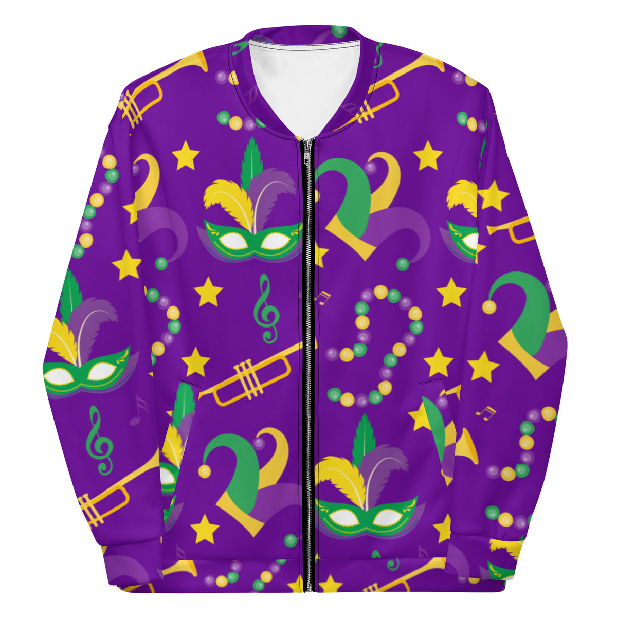 Mardi Gras or Bust Purple Unisex Bomber Jacket