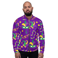Load image into Gallery viewer, Mardi Gras or Bust Purple Unisex Bomber Jacket
