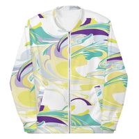 Load image into Gallery viewer, Mardi Gras Dizzy White Unisex Bomber Jacket
