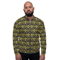 Load image into Gallery viewer, Fleur De Lis Black &amp; Gold II Unisex Bomber Jacket
