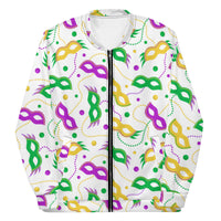 Load image into Gallery viewer, Masks, Masks, &amp; More Masks White Unisex Bomber Jacket

