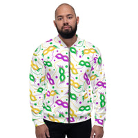 Load image into Gallery viewer, Masks, Masks, &amp; More Masks White Unisex Bomber Jacket
