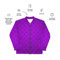 Load image into Gallery viewer, Mardi Gras All Purple Everything Fleur De Lis Unisex Bomber Jacket
