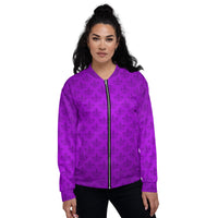 Load image into Gallery viewer, Mardi Gras All Purple Everything Fleur De Lis Unisex Bomber Jacket
