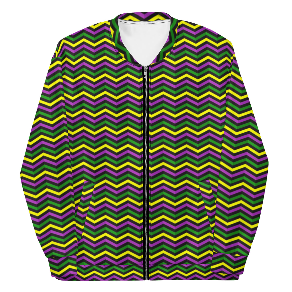 Mardi Gras All Striped Out Unisex Bomber Jacket