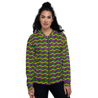 Load image into Gallery viewer, Mardi Gras All Striped Out Unisex Bomber Jacket
