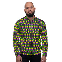 Load image into Gallery viewer, Mardi Gras All Striped Out Unisex Bomber Jacket
