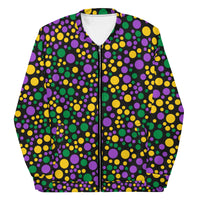 Load image into Gallery viewer, Mardi Gras Polka Party Unisex Bomber Jacket
