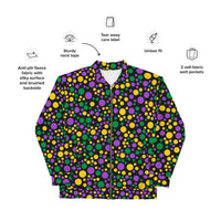 Load image into Gallery viewer, Mardi Gras Polka Party Unisex Bomber Jacket
